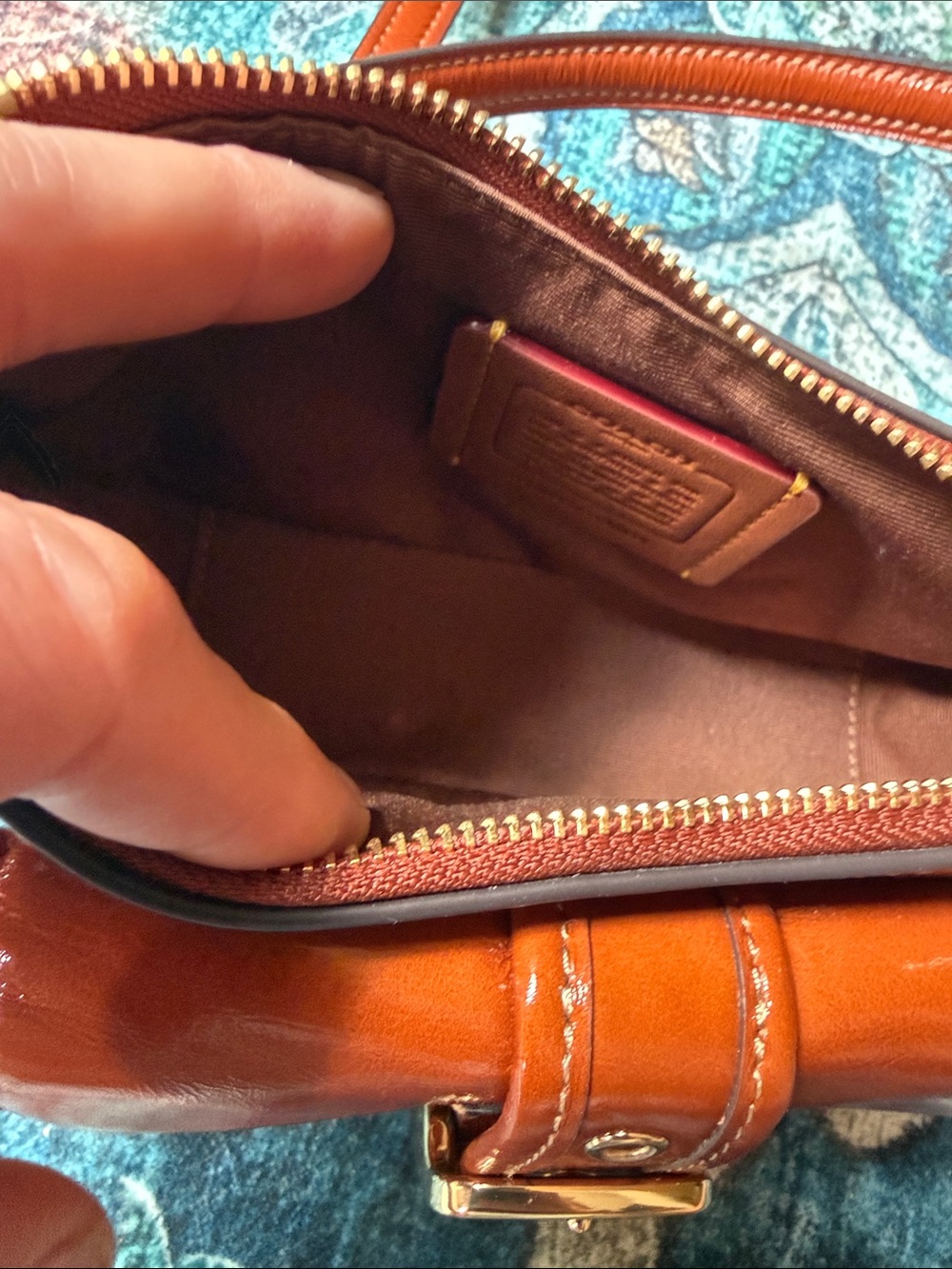 Women's coach cinnamon Leather Crossbody Bag with Front Buckle Pocket - Picture 11 of 16